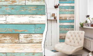 Beachy, weather timber wallpaper by Vision Wallcoverings